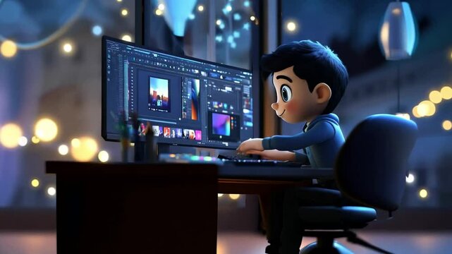 cartoon character cute Video Editor editing Videos 4K