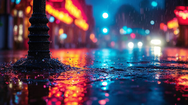 Vibrant Mix of Colors Blending Beautifully with Falling Raindrops in a Dreamlike Atmosphere