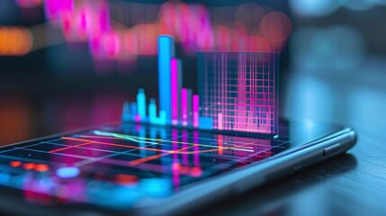 Captivating digital data visualization with futuristic charts graphs and analytics for financial business market trading and strategic decision making