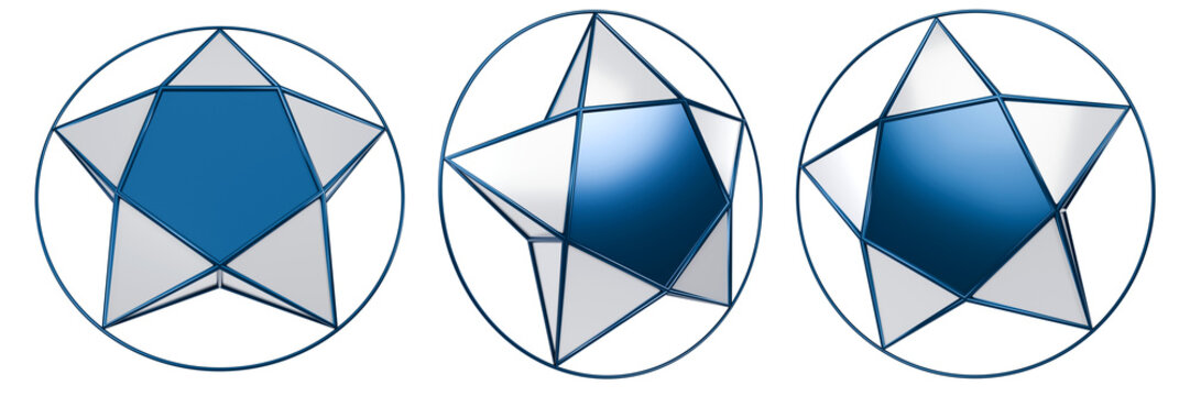 various angle of blue star, khmer new year element isolated