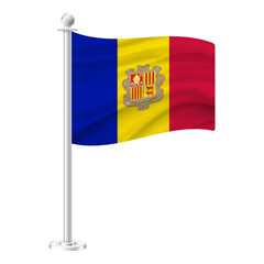 3d render flag of Andorra, transparent background