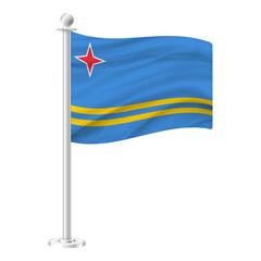 3d render flag of Aruba, transparent background