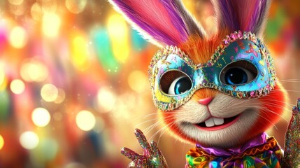 Obraz premium Art Cute Cartoon Overview Celebrating Gras Parade Mask