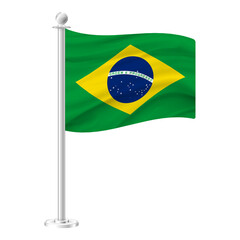 3d render flag of Brazil, transparent background