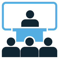 seminar icon vector representing professional training, business meetings, and corporate education. Ideal for conferences, workshops, and public speaking events.