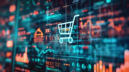 Digital Market Finance Dashboard with Investment Data Analytics and Charts Showing Financial Trends Performance Metrics and Economic Statistics on a Technological Interface