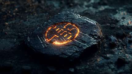 Realistic close-up animation of an ancient-looking amulet with holographic runes appearing and shifting across its smooth crystalline surface 