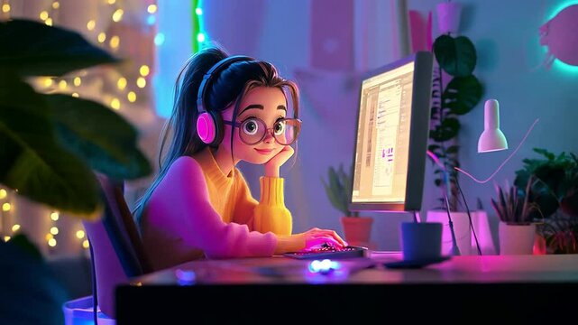 cartoon character cute Graphic Designer Videos 4K