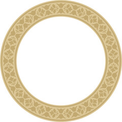 Vector golden round national Indian ornament. Circle, ring, border, ethnic Hindu frame