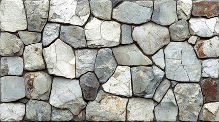 Obraz premium Textured Wall of Natural Stone Blocks in Various Shades of Gray and Earthy Tones