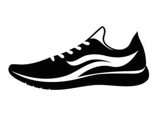 Stylish Running Shoe Silhouette with Curved Motion Lines | Isolated on a Transparent Background