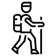 Obraz premium Stylized Hiking Figure with Backpack and Walking Stick