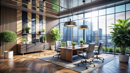 Fototapeta premium Modern Conference Room with City View