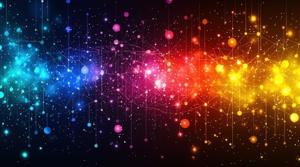 Obraz premium Vibrant Abstract Background with Colorful Lights and Engaging Network Connections