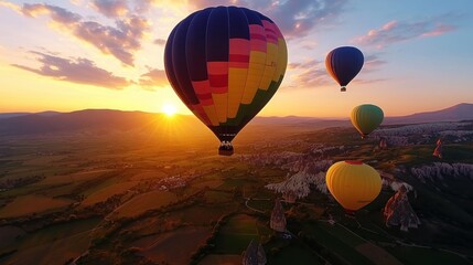 Obraz premium Sunrise hot air balloon flight over Cappadocia