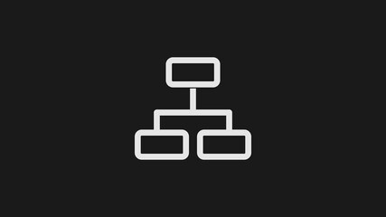 An animated organization structure chart representing hierarchy, teamwork, and leadership