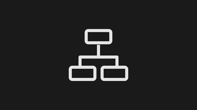 An animated organization structure chart representing hierarchy, teamwork, and leadership