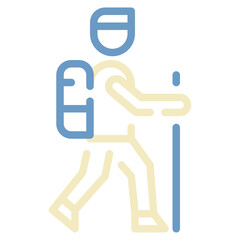 Fototapeta premium Stylized Hiking Figure with Backpack and Walking Stick