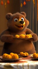 Fototapeta premium Home Cartoon Bear View Makar Sankranti 9:16 Festive