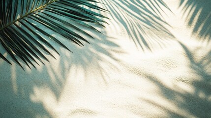 Fototapeta premium Tropical Palm Leaf Shadows on Soft Sandy Surface