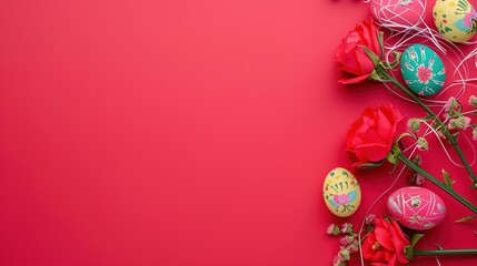 Easter Rose Red Background: Igniting Spring Passion and Constructing a Dreamy Celebration Stage