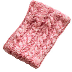 Knit Leg Warmer in Pastel Pink with Cable Pattern Isolated on Transparent Background