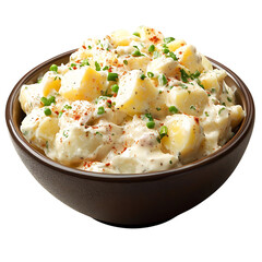 A Bowl of Creamy American Potato Salad Isolated on Transparent Background