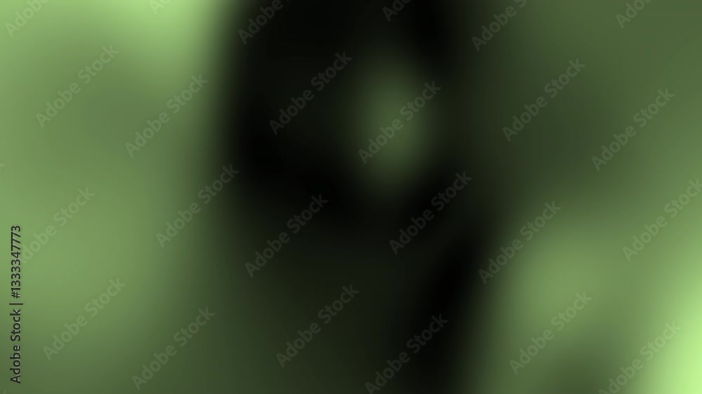 Poster a blurred abstract image with dominant green hues and indistinct shapes, creating a mysterious and c