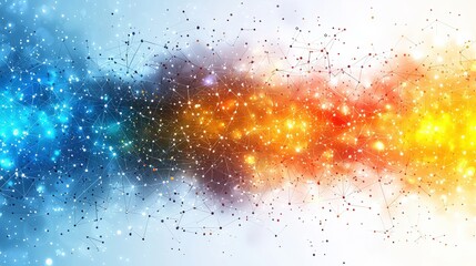 Fototapeta premium Colorful Abstract Background with Stars and Connecting Lines in a Vibrant Cosmic Scene