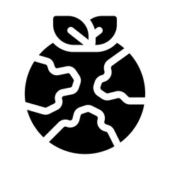 Earth with Leaf glyph icon