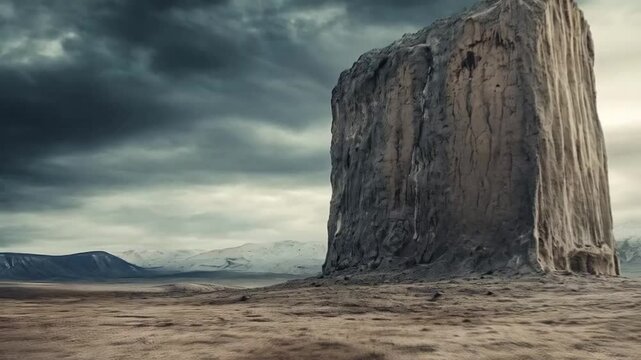 The stone stood tall and firm, weathered by time and nature's relentless forces.
