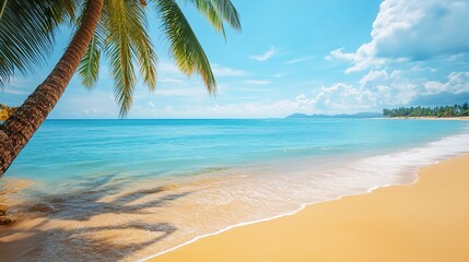 Obraz premium Stunning Tropical Beach with Crystal Clear Water and Sunshine