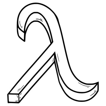lambda symbol illustration hand drawn outline vector