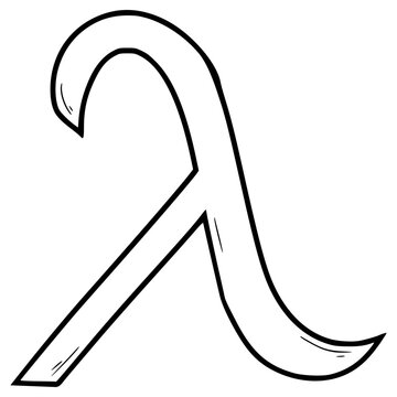 lambda symbol illustration hand drawn outline vector