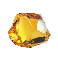 Polished Citrine Gemstone with Golden Yellow Hue Isolated on Transparent Background