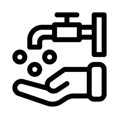 Hand Under Faucet line icon