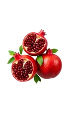 Three Pomegranates Juicy Seeds White Background