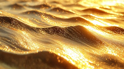 Golden Sunlit Waves Dancing on the Ocean Surface Beachfront Nature Photography Tranquil Evening Aesthetic Viewpoint