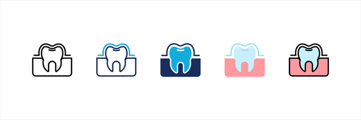 Enamel Teeth Multi Style Icon Set