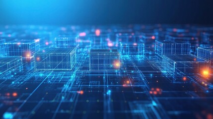 Naklejka premium Ultra Modern Tech Background Featuring Abstract Digital Structures