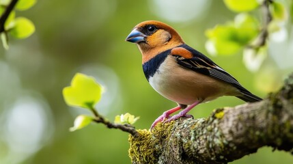 Hawfinch Perched on a Branch