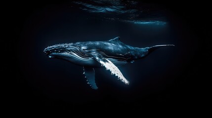 Fototapeta premium Humpback Whale Silhouette in Deep Blue Water