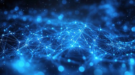 Fototapeta premium Abstract High Tech Background with Geometric Patterns and Glowing Dots