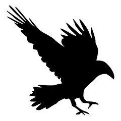Halloween Crow Silhouette. Isolated on White Background. 