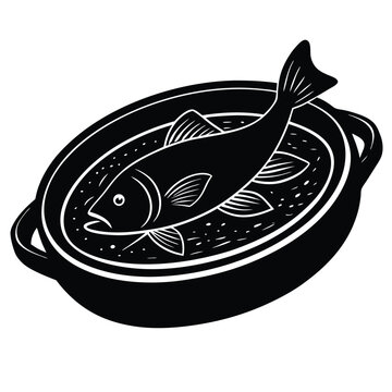 black fish in bowl clip art preview