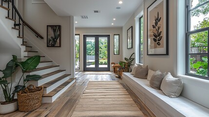 Bright and Modern Living Space with Stylish Interior Design and Inviting Natural Light