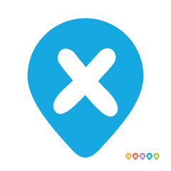 Fototapeta premium Letter X location map pin icon, initial X gps pointer symbol vector illustration