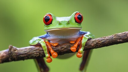 Naklejka premium Close-up Portrait of a Red-eyed Tree Frog