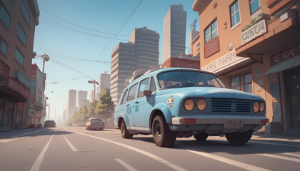 Retro City Drive: A Sunny Day Commute