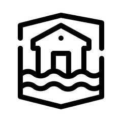 Flood Icon with Shield line icon